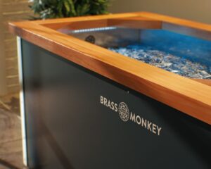 Close up view of the ice bath